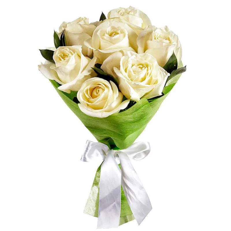 Букет из белых роз в фетре, доставка Макарьев